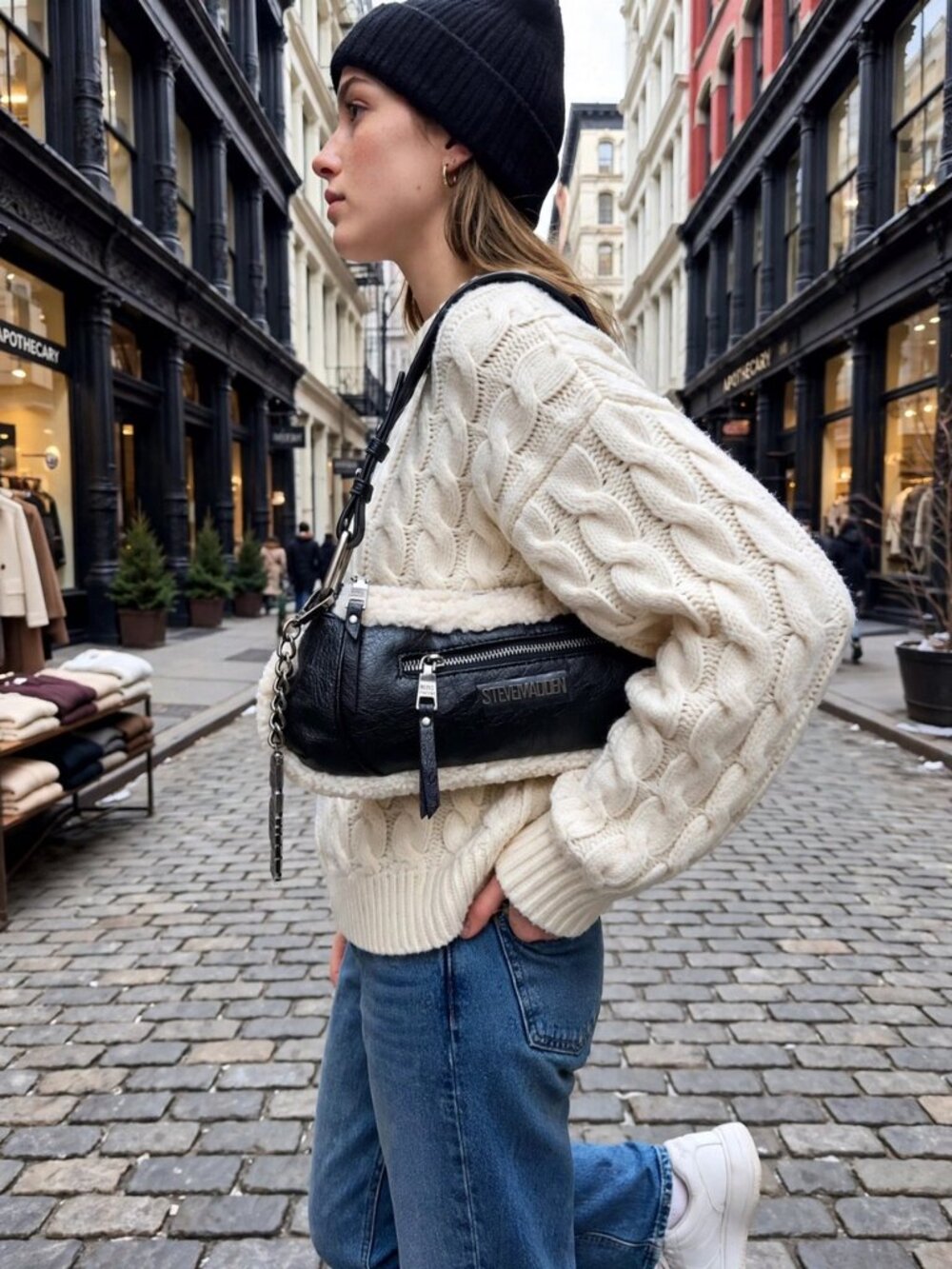 STEVE MADDEN BSLOANE2 SHOULDER BAG Faux Fur / Faux Leather NWT